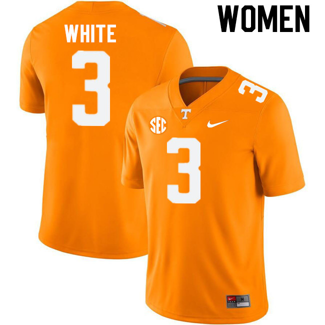 Women #3 Squirrel White Tennessee Volunteers College Football Jerseys Stitched-Orange